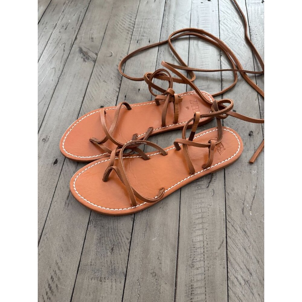 Zara Tan Strappy Sandals - Picture 4 of 6